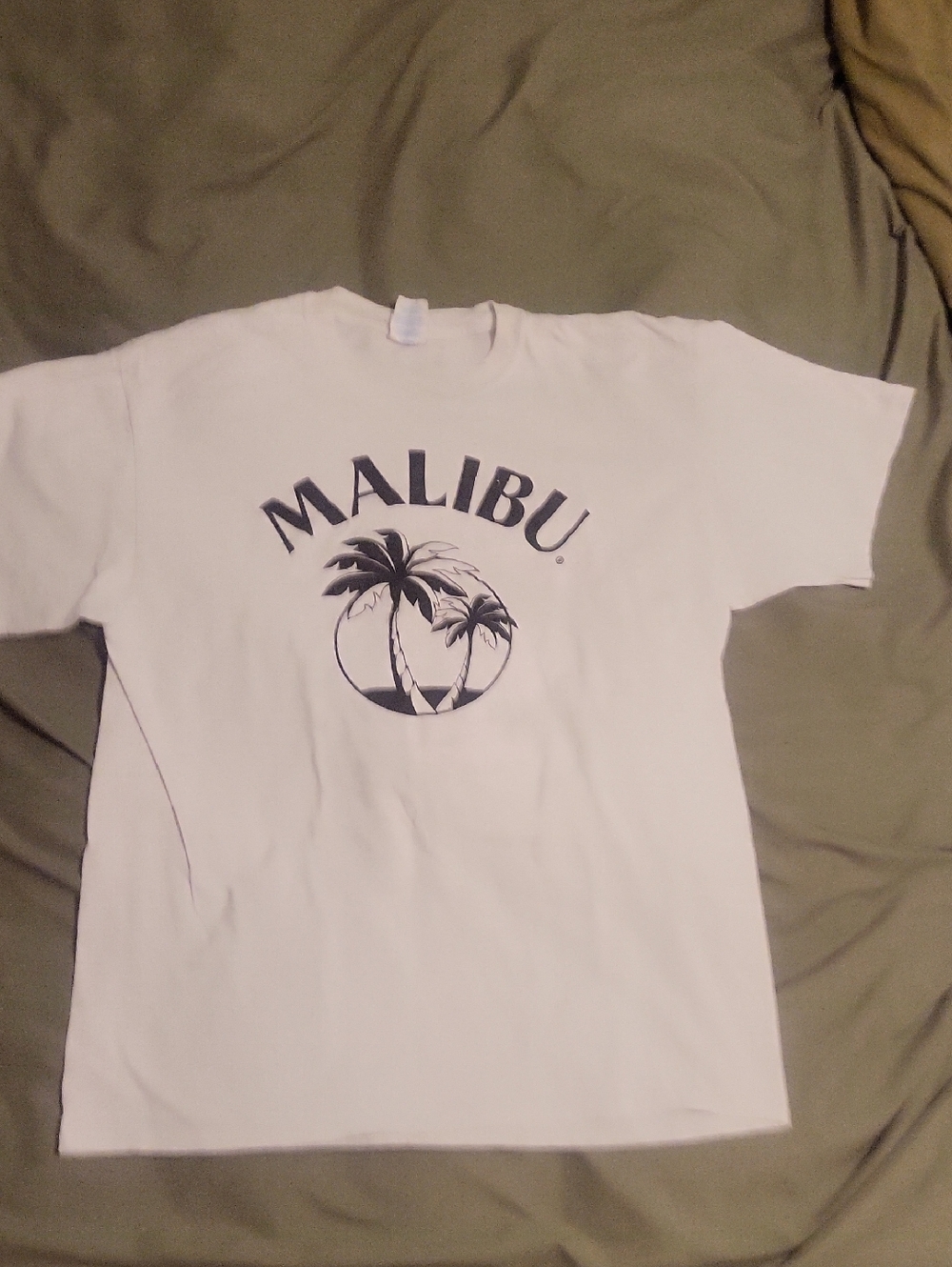 Malibu White Tee with Black Palm Graphic